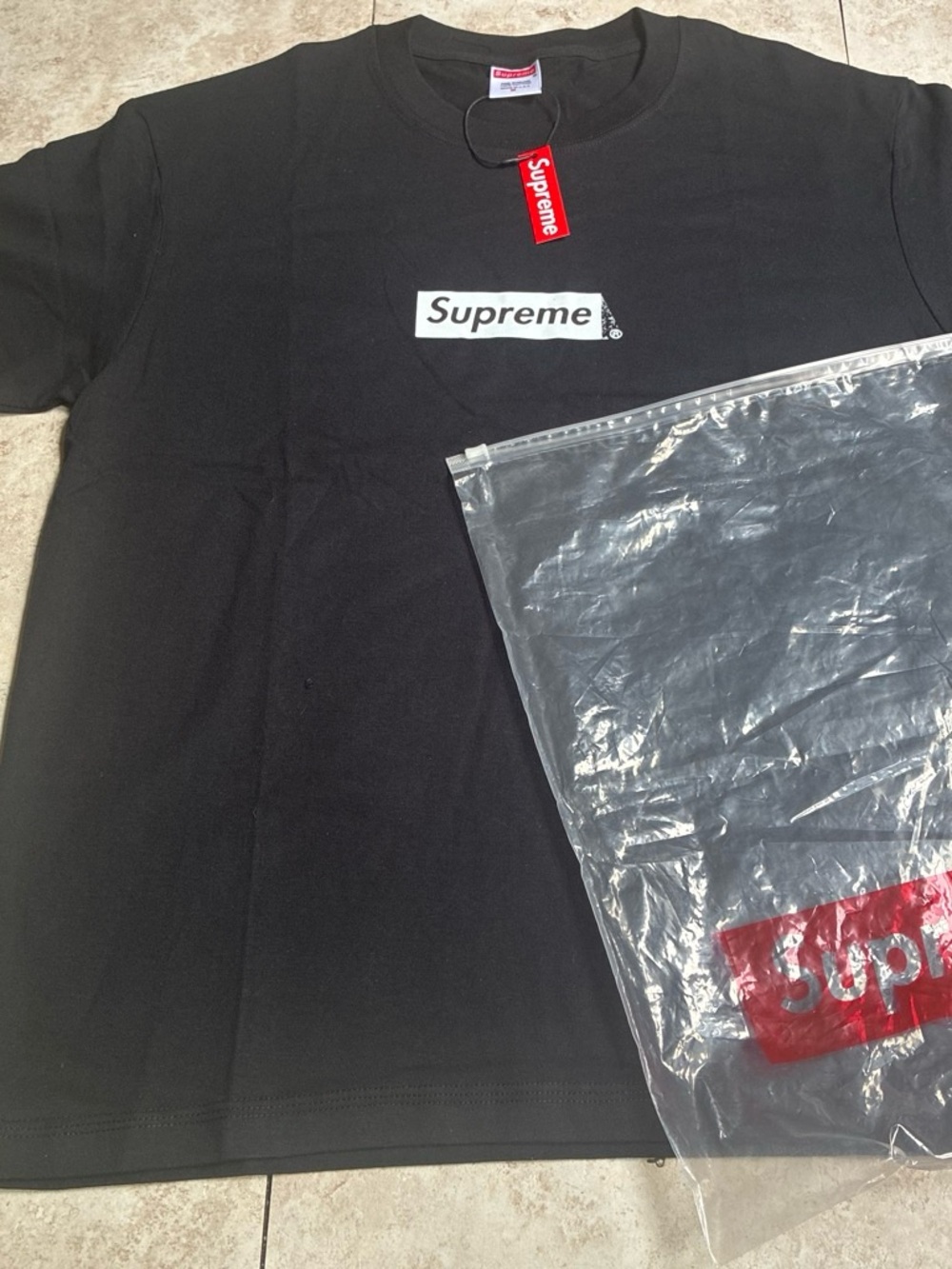Supreme Black Tee with White Box Logo